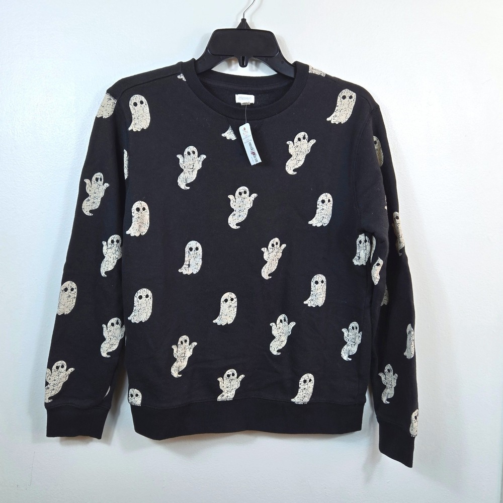 Gymboree Boys Black Ivory Allover Ghost‎ Print Spooky Crewneck Sweatshirt XL NEW